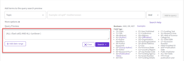 screen image of query preview